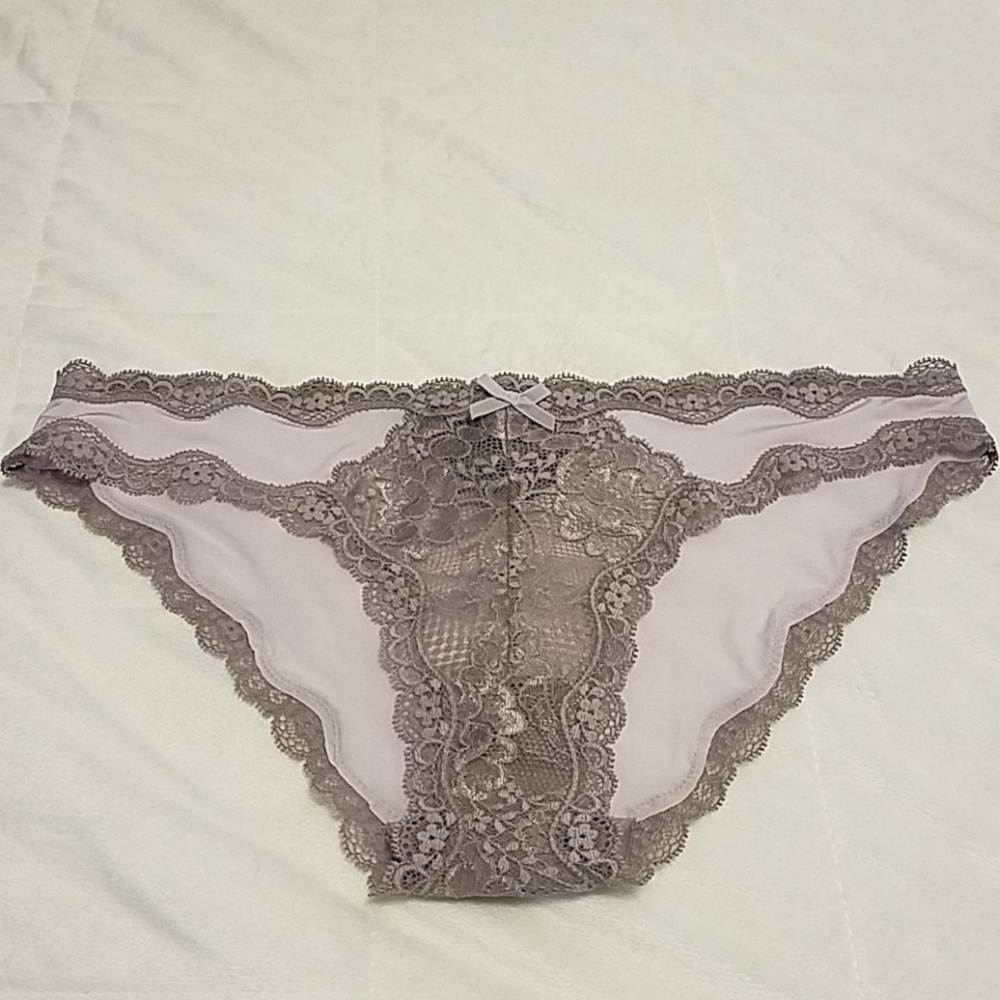 Victoria Secret grey lace bikini pantie size lg